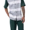 Emerald Green Horizontal Stripes Design 2 Piece Short Sleeve Walking Suit Set