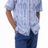 Navy Floral Pattern Walking Suit 2 Piece Short Sleeve Set