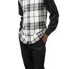 Black Plaid 2 Piece Long Sleeve Walking Suit Set