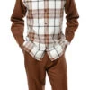 Cognac Plaid 2 Piece Long Sleeve Walking Suit Set