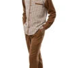 Saddle Brown Checkered 2 Piece Long Sleeve Walking Suit Set