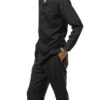 Black Tone-on-Tone 2 Piece Long Sleeve Walking Suit Set