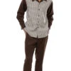Brown Mini-Checkered 2 Piece Long Sleeve Walking Suit Set
