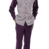 Plum Mini-Checkered 2 Piece Long Sleeve Walking Suit Set