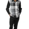Black Tone-on-Tone Windowpane 2 Piece Long Sleeve Walking Suit Set