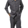Gray Tone-on-Tone Design 2 Piece Long Sleeve Walking Suit Set