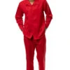 Red Tone-on-Tone 2 Piece Long Sleeve Walking Suit Set