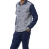 Navy Square Patterned 2 Piece Long Sleeve Walking Suit Set