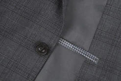 San Gemini Collection - 3 Piece Suit 2 Buttons Gray Glen Plaid Regular Fit -Outlet Suit Refined Store 278 1 2 2