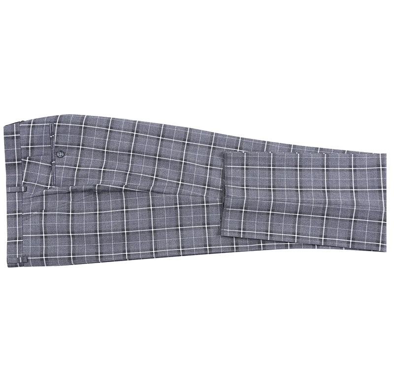 Regular Fit 2 Piece Notch Lapel Suit Gray Check Pattern 7 Regular Fit 2 Piece Notch Lapel Suit Gray Check Pattern - Image 7