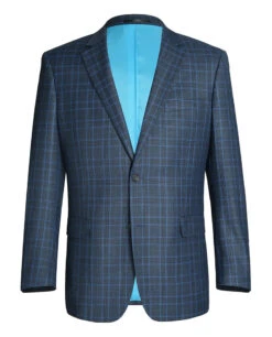 Regular Fit 2 Piece Dress Suit Windowpane In Blue