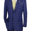 (50R) Neptune Collection - Regular Fit Windowpane Suit 2 Piece In Navy
