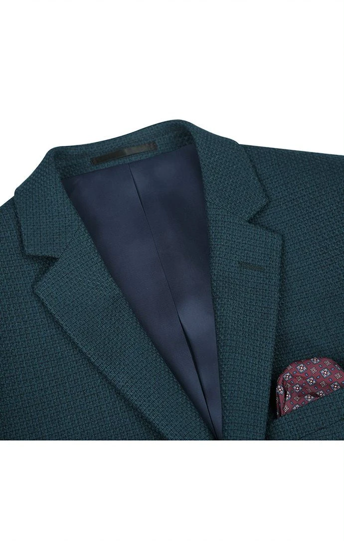 Men's Slim Fit Blazer Wool Blend Sports Jacket In Emerald Green 2 Men's Slim Fit Blazer Wool Blend Sports Jacket In Emerald Green - Image 2