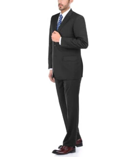 Bevagna Collection - Black 100% Virgin Wool Regular Fit Pick Stitched 2 Piece Suit -Outlet Suit Refined Store 2 baaf1965 51fe 41e3 b3be befbbb70ee9f