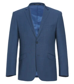 (36R, 38R) Wool Single Breasted Dress Suit Slim Fit 2 Piece 2 Button In Blue
