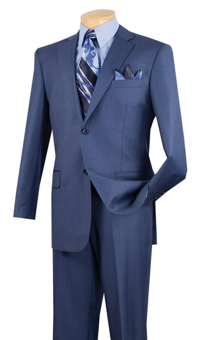 Monte Carlo Collection - Regular Fit 2 Piece 2 Button Textured Weave In Blue 1 Monte Carlo Collection - Regular Fit 2 Piece 2 Button Textured Weave In Blue