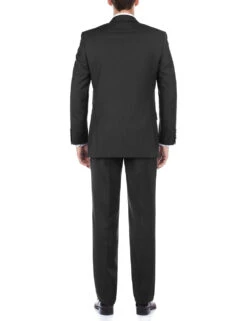 Bevagna Collection - Black 100% Virgin Wool Regular Fit Pick Stitched 2 Piece Suit -Outlet Suit Refined Store 3