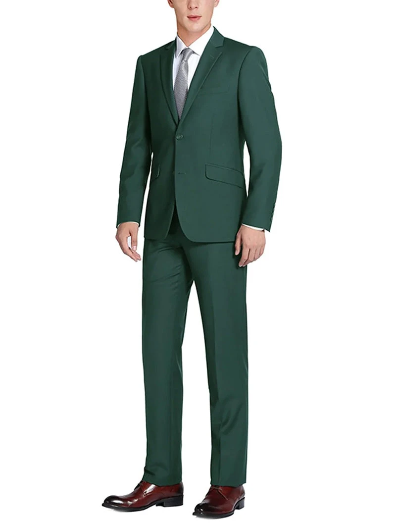 Vanderbilt Collection- Classic 2 Piece Suit 2 Buttons Regular Fit In Green 1 Vanderbilt Collection- Classic 2 Piece Suit 2 Buttons Regular Fit In Green
