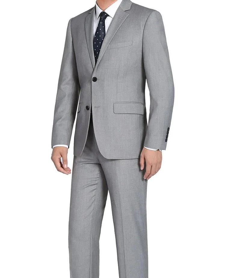 Bevagna Collection - Light Gray 100% Virgin Wool Regular Fit Pick Stitched 2 Piece Suit 1 Bevagna Collection - Light Gray 100% Virgin Wool Regular Fit Pick Stitched 2 Piece Suit