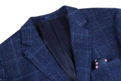 Wool And Silk Regular Fit Blazer Windowpane Pattern In Navy 9 Wool And Silk Regular Fit Blazer Windowpane Pattern In Navy -Outlet Suit Refined Store 4Z8A0626