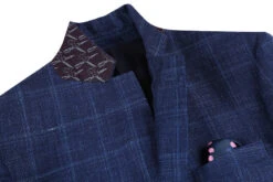 Wool And Silk Regular Fit Blazer Windowpane Pattern In Navy 8 Wool And Silk Regular Fit Blazer Windowpane Pattern In Navy -Outlet Suit Refined Store 4Z8A0627
