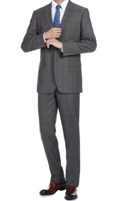 Trevi Collection - 2 Piece Suit 2 Buttons Glen Plaid Regular Fit In Gray 8 Trevi Collection - 2 Piece Suit 2 Buttons Glen Plaid Regular Fit In Gray -Outlet Suit Refined Store 4Z8A0849