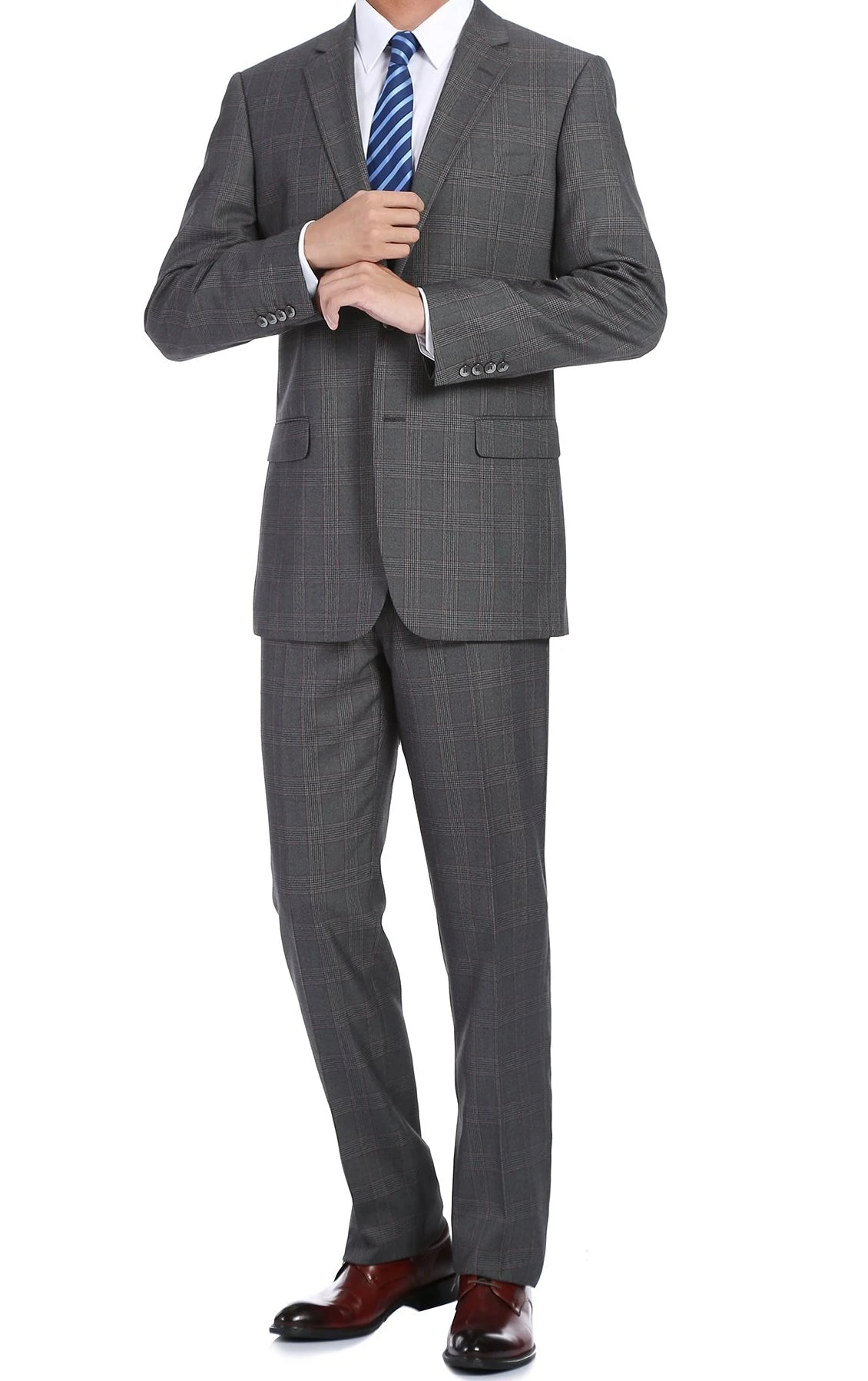 Trevi Collection - 2 Piece Suit 2 Buttons Glen Plaid Regular Fit In Gray 3 Trevi Collection - 2 Piece Suit 2 Buttons Glen Plaid Regular Fit In Gray - Image 3