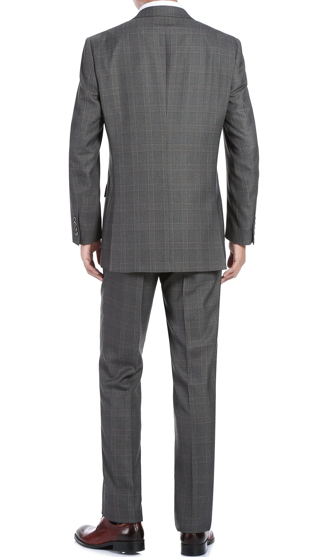 Trevi Collection - 2 Piece Suit 2 Buttons Glen Plaid Regular Fit In Gray 2 Trevi Collection - 2 Piece Suit 2 Buttons Glen Plaid Regular Fit In Gray - Image 2