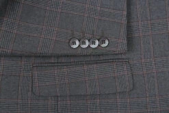 Trevi Collection - 2 Piece Suit 2 Buttons Glen Plaid Regular Fit In Gray 11 Trevi Collection - 2 Piece Suit 2 Buttons Glen Plaid Regular Fit In Gray -Outlet Suit Refined Store 4Z8A1037s