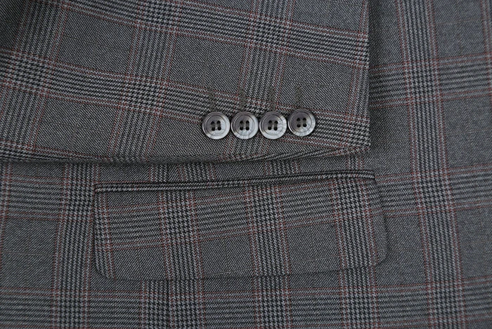 Trevi Collection - 2 Piece Suit 2 Buttons Glen Plaid Regular Fit In Gray 6 Trevi Collection - 2 Piece Suit 2 Buttons Glen Plaid Regular Fit In Gray - Image 6