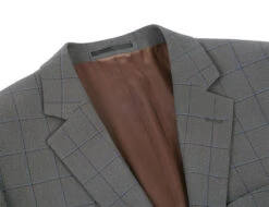 Trevi Collection - 2 Piece Suit 2 Buttons Windowpane Regular Fit In Gray -Outlet Suit Refined Store 4Z8A1040s