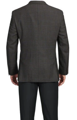 100% Wool Regular Fit 2 Button Blazer Glen Plaid In Brown -Outlet Suit Refined Store 4Z8A4099 s