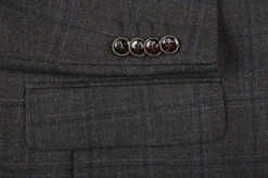 100% Wool Regular Fit 2 Button Blazer Glen Plaid In Brown -Outlet Suit Refined Store 4Z8A4258s