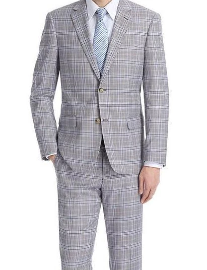Gerace Collection - 2 Piece Glen Plaid Slim Fit Suit In Gray 1 Gerace Collection - 2 Piece Glen Plaid Slim Fit Suit In Gray