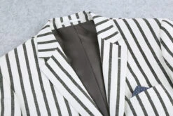 Black Striped Linen Blend Slim Fit 2 Button Blazer -Outlet Suit Refined Store 4Z8A6883 S