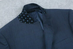 100% Wool Mini Check Pattern Regular Fit 2 Button Blazer In Blue -Outlet Suit Refined Store 4Z8A6909 S