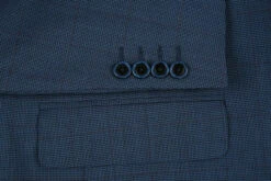 100% Wool Mini Check Pattern Regular Fit 2 Button Blazer In Blue -Outlet Suit Refined Store 4Z8A6911 S