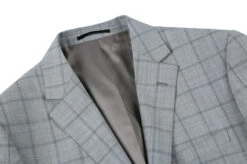 100% Wool Slim Fit Windowpane Dress Suit 2 Piece In Gray -Outlet Suit Refined Store 4Z8A7390