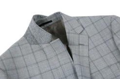 100% Wool Slim Fit Windowpane Dress Suit 2 Piece In Gray -Outlet Suit Refined Store 4Z8A7391