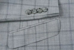 100% Wool Slim Fit Windowpane Dress Suit 2 Piece In Gray -Outlet Suit Refined Store 4Z8A7392