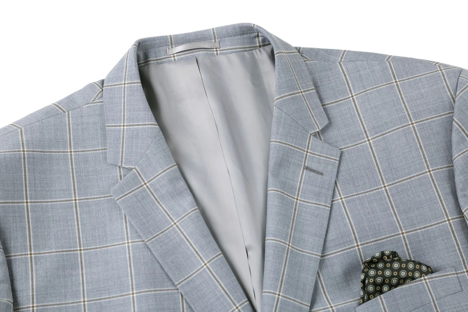 100% Wool Windowpane Pattern Regular Fit 2 Button Blazer In Stone Blue 2 100% Wool Windowpane Pattern Regular Fit 2 Button Blazer In Stone Blue - Image 2