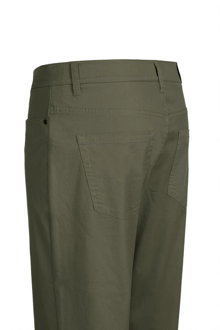 Stretch Cotton Flat Front Pants Straight Legs In Olive 2 Stretch Cotton Flat Front Pants Straight Legs In Olive - Image 2