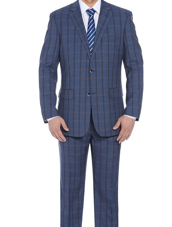 Bova Collection - Stretch Suit 2 Piece Blue Glen Plaid Regular Fit 1 Bova Collection - Stretch Suit 2 Piece Blue Glen Plaid Regular Fit