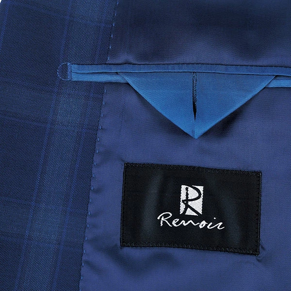 Classic Wool Regular Fit 2 Piece Checked Dress Suit In Blue 5 Classic Wool Regular Fit 2 Piece Checked Dress Suit In Blue - Image 5