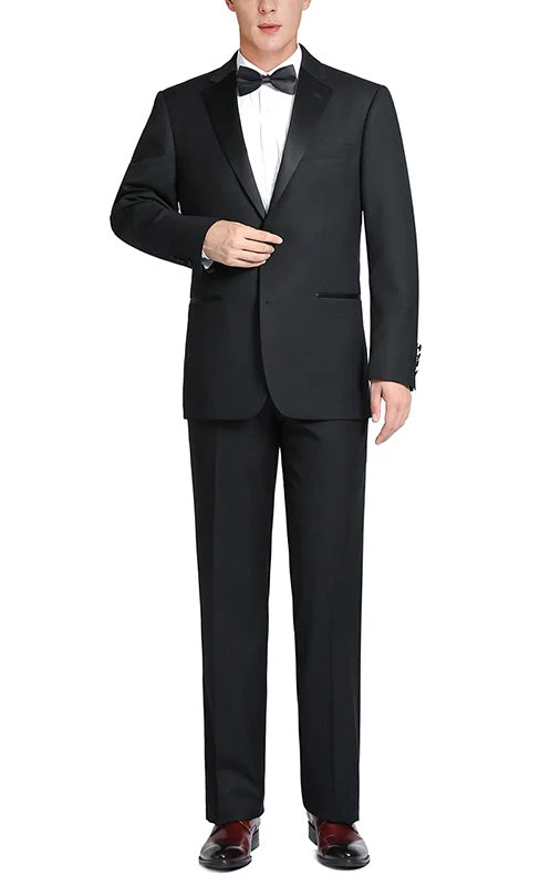 (42R) Classic Black Regular Fit 100% Wool Tuxedo Suit 2 (42R) Classic Black Regular Fit 100% Wool Tuxedo Suit - Image 2