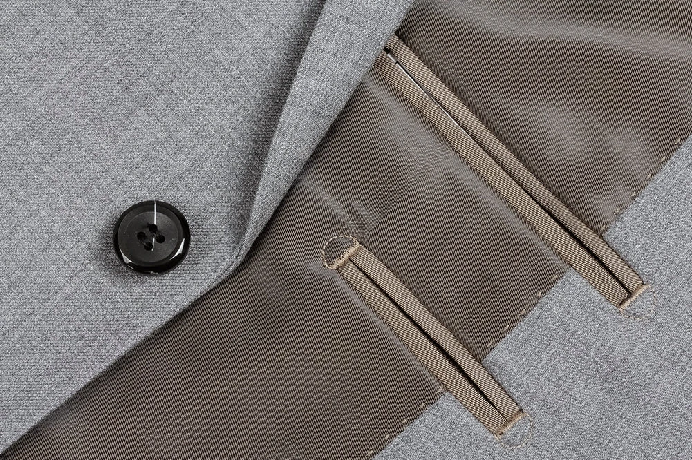 Bevagna Collection - Light Gray 100% Virgin Wool Regular Fit Pick Stitched 2 Piece Suit 6 Bevagna Collection - Light Gray 100% Virgin Wool Regular Fit Pick Stitched 2 Piece Suit - Image 6