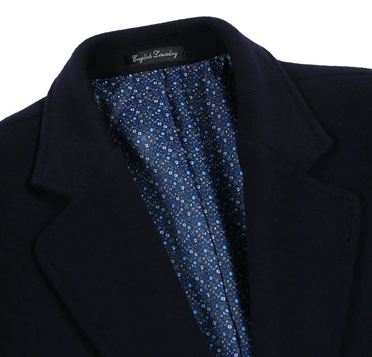 English Laundry Navy Fall/Winter Essential Slim Fit Overcoat Wool Blend 3 English Laundry Navy Fall/Winter Essential Slim Fit Overcoat Wool Blend - Image 3