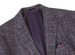 Slim Fit Stretch Wool Linen Blend Tweed Plaid Blazer -Outlet Suit Refined Store 563 3 2