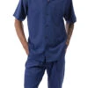 Men's 2 Piece Walking Suit Summer Short Sleeves In Navy