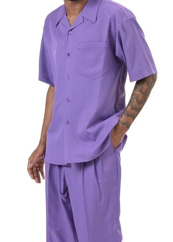 Men's 2 Piece Walking Suit Summer Short Sleeves In Purple 1 Men's 2 Piece Walking Suit Summer Short Sleeves In Purple